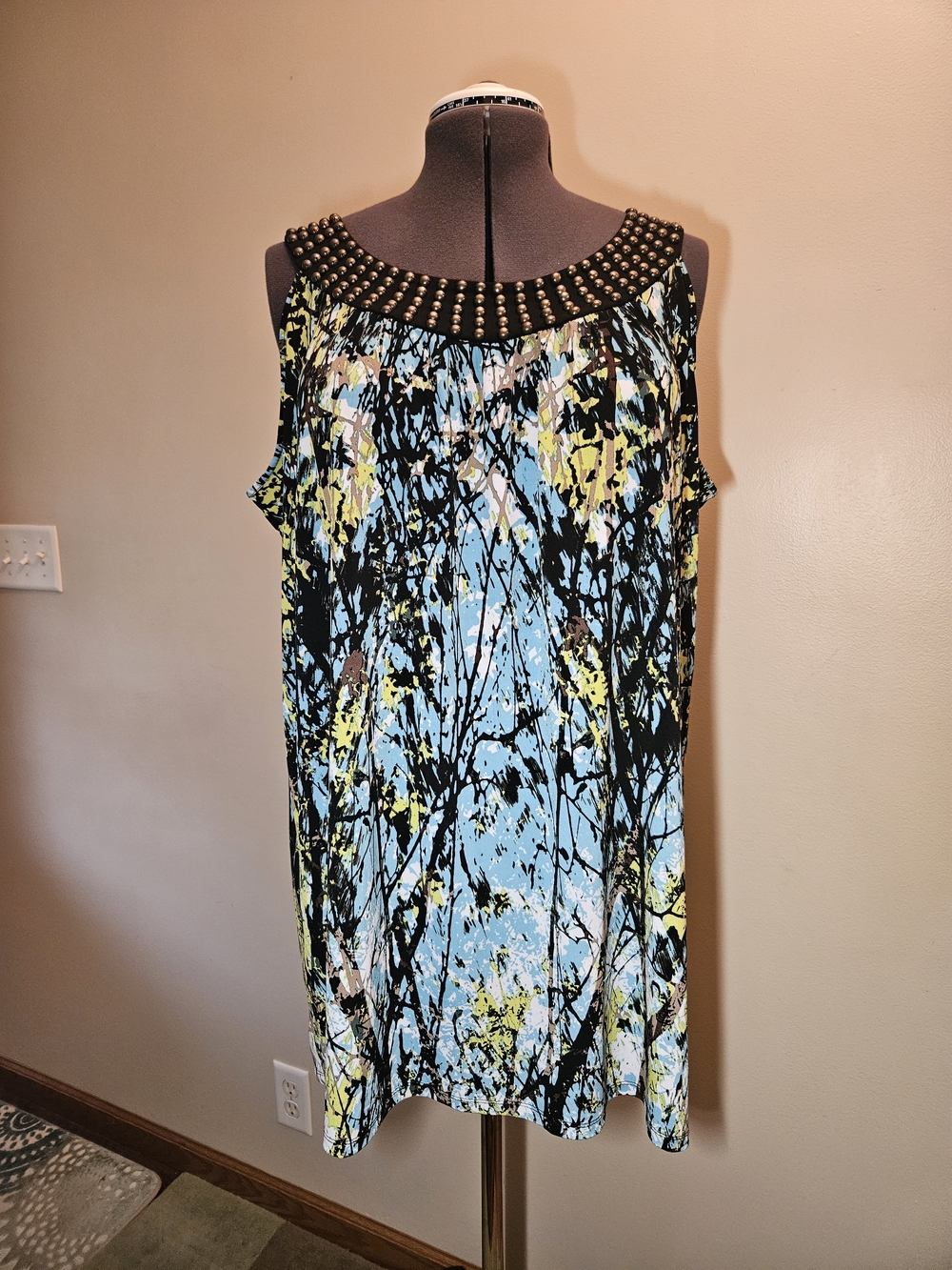 Style & Co. 3X Beaded Neckline Sleeveless Shift Tunic Tank Dress